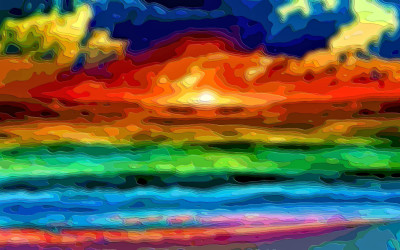 Art Print Landscape Ocean Sunset