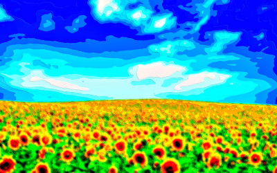 Flower Field Landscape Art