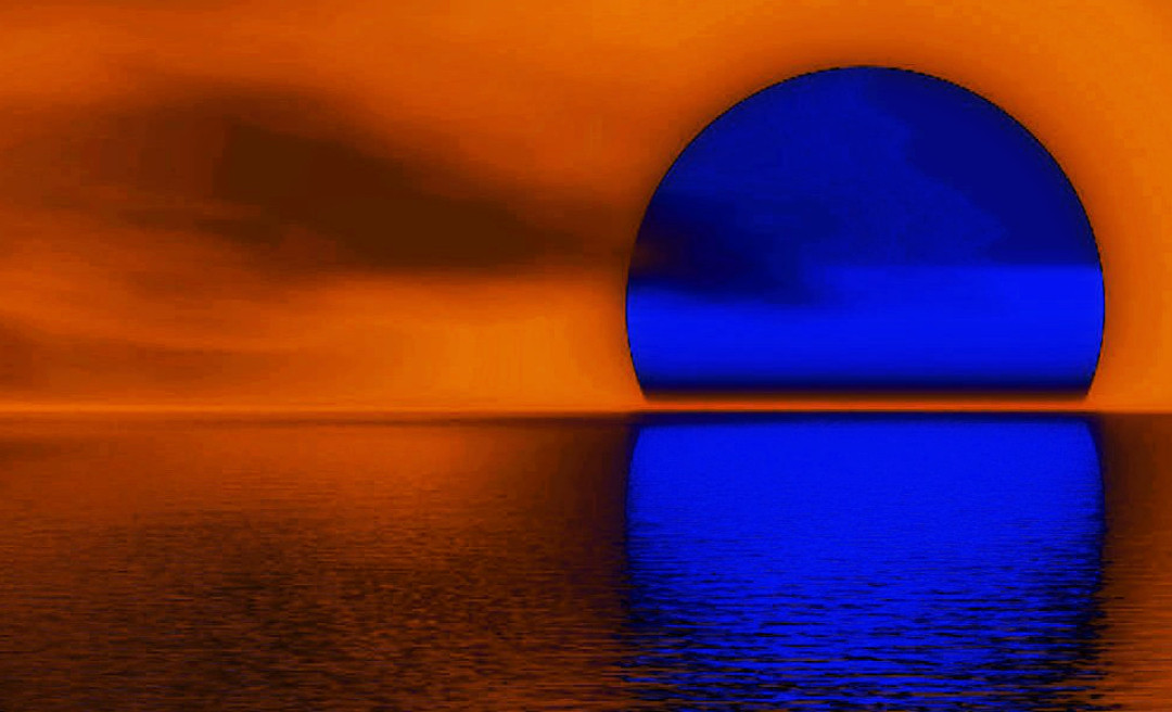 Blue Sunset Landscape Art