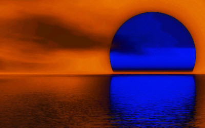 Blue Sunset Landscape Art