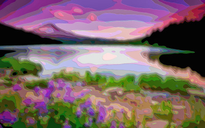 Art, Purple Lake Landscape