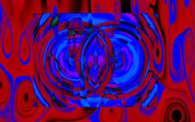 Fine Digital Abstract Art, Red and Blue
