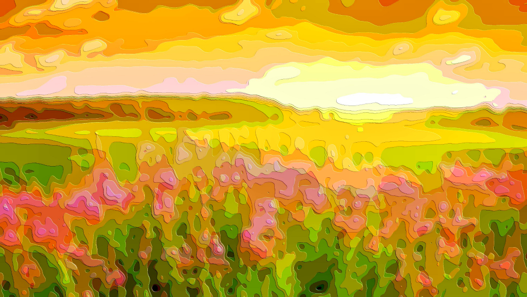 Landscape Flower Art Pink Gold